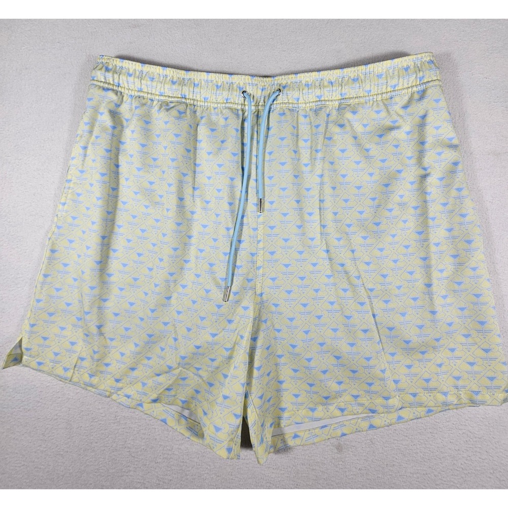 Robert Graham Martini Tower Yellow Blue Swim Trunks Mens 2XL SMRG102 New‎